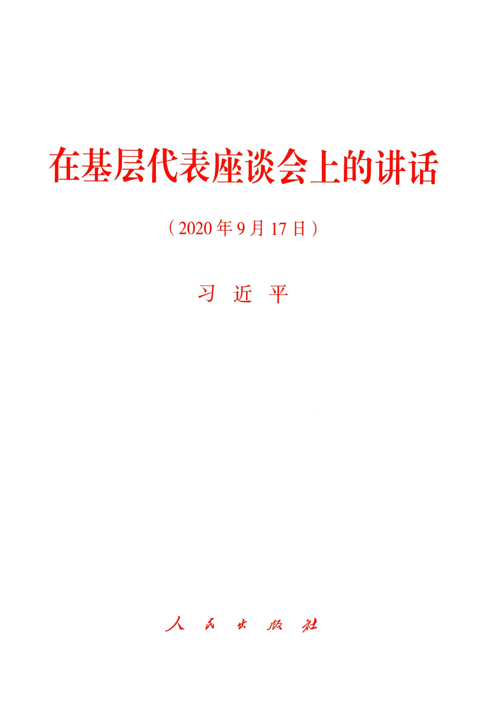 在基层代表座谈会上的讲话（2020年9月17日）